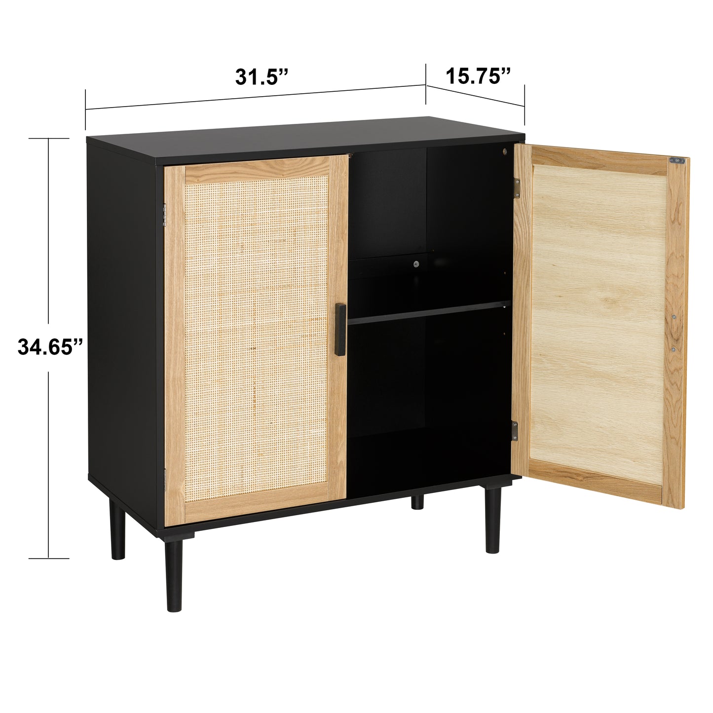 Finnhomy Sideboard Buffet Cabinet, Kitchen Storage Cabinet with Rattan Decorated Doors, Liquor Cabinet for Bar, Dining Room, Hallway, Cupboard Console Table, Accent Cabinet, 31.5X 15.8X 34.6 Inches, F20SCRD1V7603