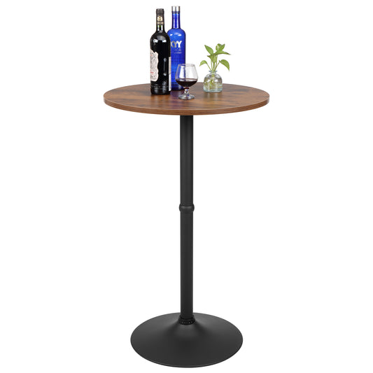 Finnhomy 23.6inches Round Cocktail Bar Table with Metal Base, Tall Bistro Pub Table, Counter Bar Height Table for Kitchen, Dining Room, Living Room, Easy Assembly, Rustic Brown, F20BT72T9543