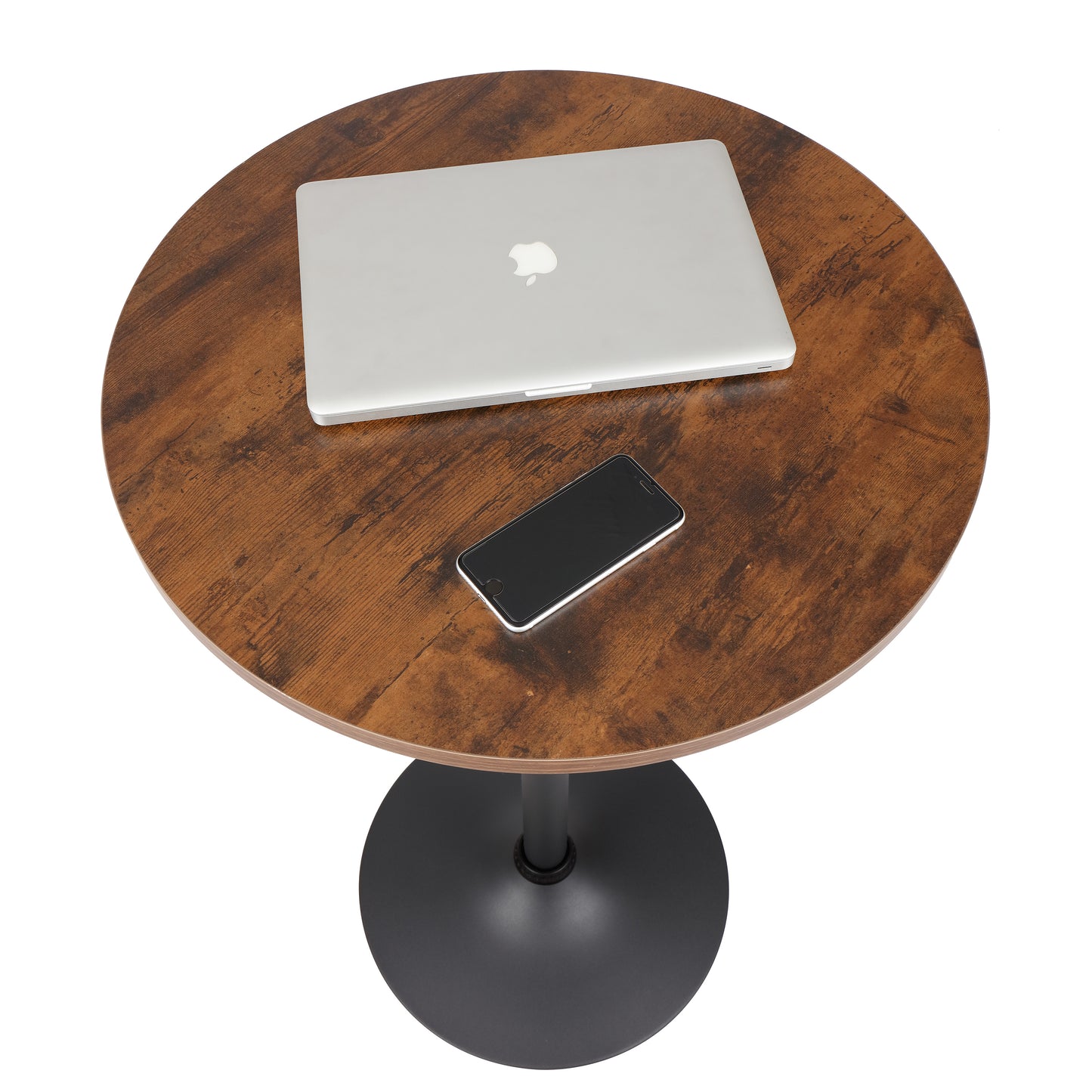 Finnhomy 23.6inches Round Cocktail Bar Table with Metal Base, Tall Bistro Pub Table, Counter Bar Height Table for Kitchen, Dining Room, Living Room, Easy Assembly, Rustic Brown, F20BT72T9543
