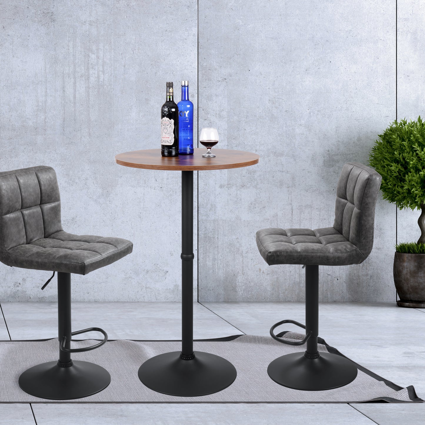 Finnhomy 23.6inches Round Cocktail Bar Table with Metal Base, Tall Bistro Pub Table, Counter Bar Height Table for Kitchen, Dining Room, Living Room, Easy Assembly, Rustic Brown, F20BT72T9543