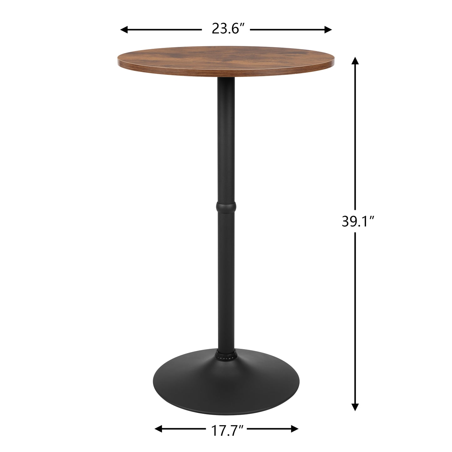 Finnhomy 23.6inches Round Cocktail Bar Table with Metal Base, Tall Bistro Pub Table, Counter Bar Height Table for Kitchen, Dining Room, Living Room, Easy Assembly, Rustic Brown, F20BT72T9543