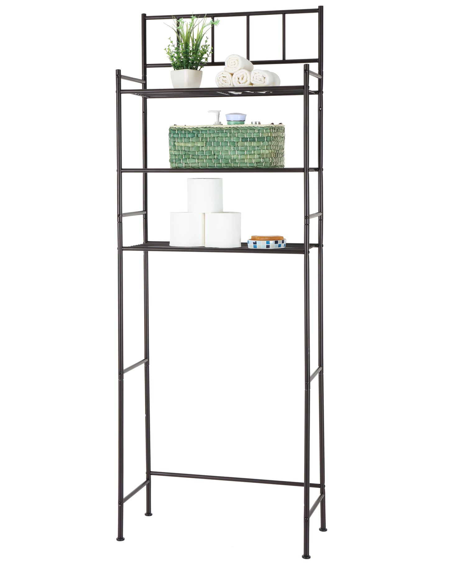 Finnhomy 3 Shelf Bathroom Space Saver Over The Toilet Rack Bathroom Corner Stand Storage Organizer Accessories Bathroom Cabinet Tower Shelf with ORB Finish 23.5" W x 10.5" D x 64.5" H, F20HHS3E7372