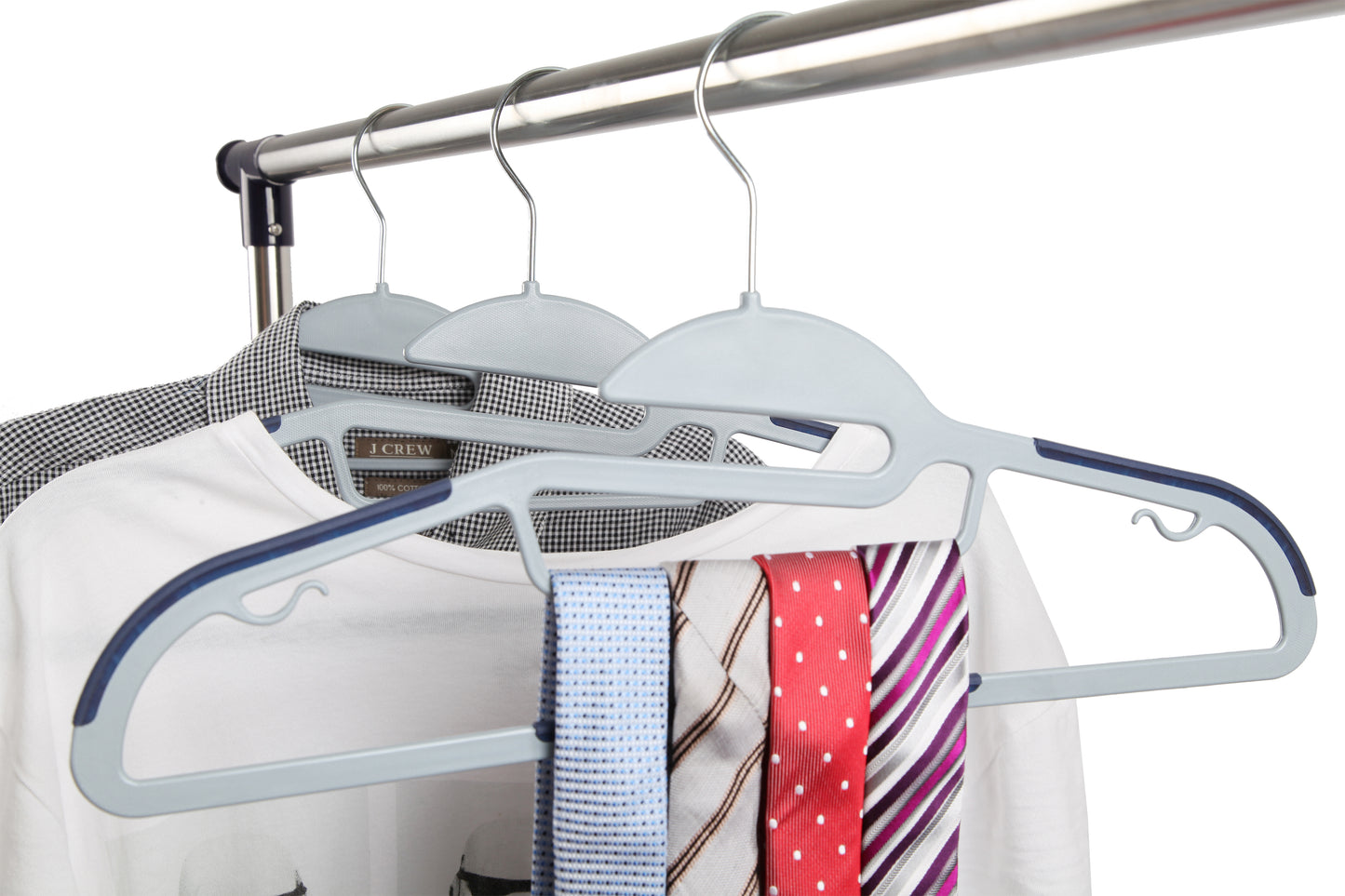 Finnhomy Heavy Duty 50 Pack Plastic Hangers, Durable Clothes Hangers with Non-Slip Pads, Space Saving Easy Slide Organizer for Bedroom Closet, Great for Shirts, Pants, Scarves, Strong Enough for Coat