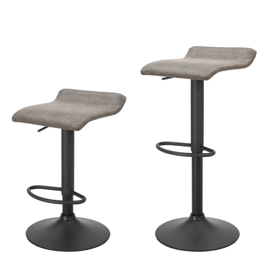 Finnhomy Bar Stool with Adjustable Height & Swivel, Set of 2, Vintage Leather, Retro Grey, F20BS3GT9536