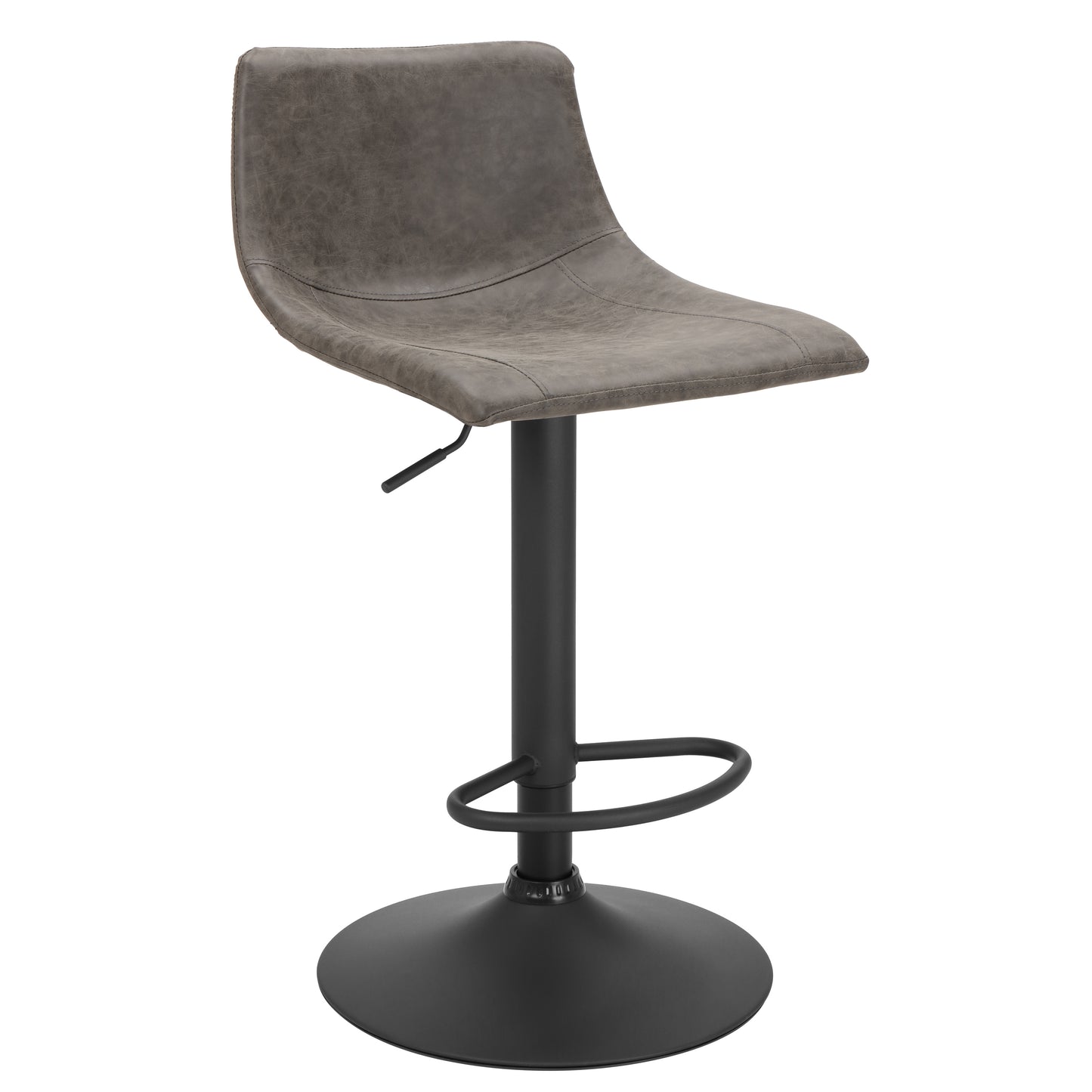 Finnhomy Bar Stool with Swivel & Adjustable Height, Set of 2, Vintage Leather, Retro Grey, F20BS2GT9534