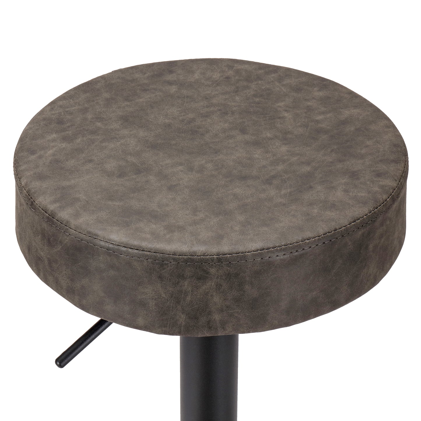 Finnhomy Bar Stools Set of 2 Counter Height, Swivel Barstools with Footrest and Backless Round, Height Adjustable Modern Bar stools for Kitchen, Vintage Leather, Retro Grey