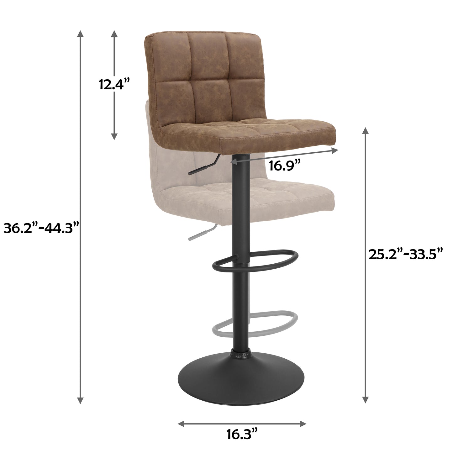 Finnhomy Bar Stool with Adjustable Height & Swivel, Set of 2, Vintage Leather, Retro Brown, F20BS5BT9537