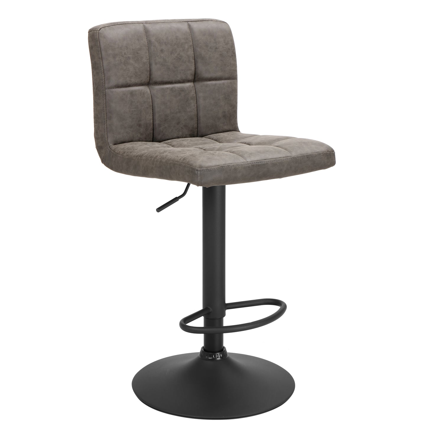 Finnhomy Bar Stool with Adjustable Height & Swivel, Set of 2, Vintage Leather, Retro Grey, F20BS5GT9538