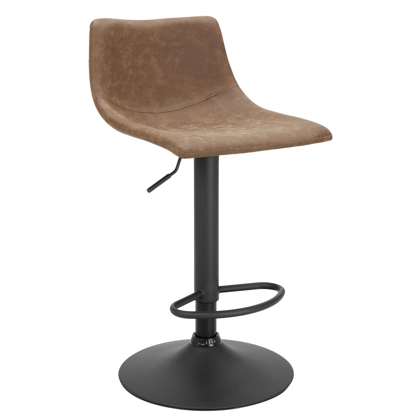 Finnhomy Bar Stool with Swivel & Adjustable Height, Set of 2, Vintage Leather, Retro Brown, F20BS2BT9533