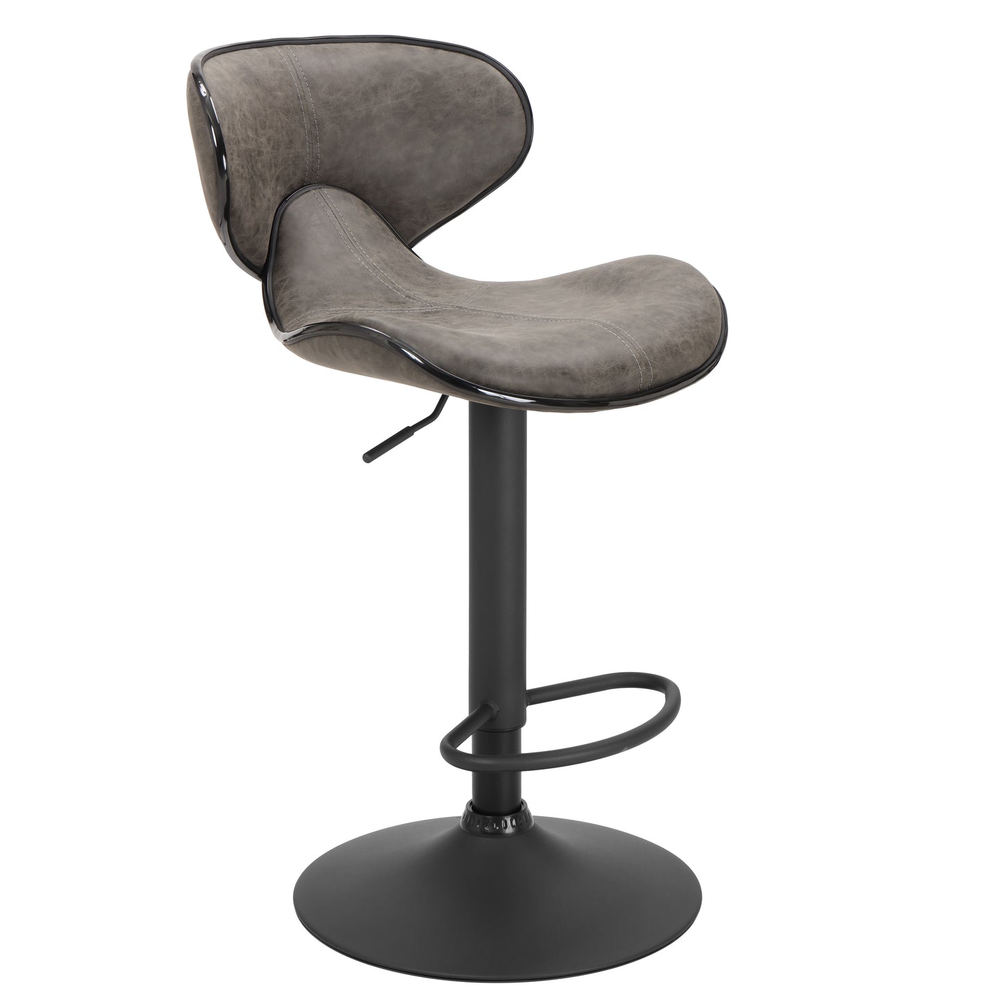 Finnhomy Bar Stool with Adjustable Height & Swivel, Set of 2, Vintage Leather, Retro Grey, F20BSLGT9532