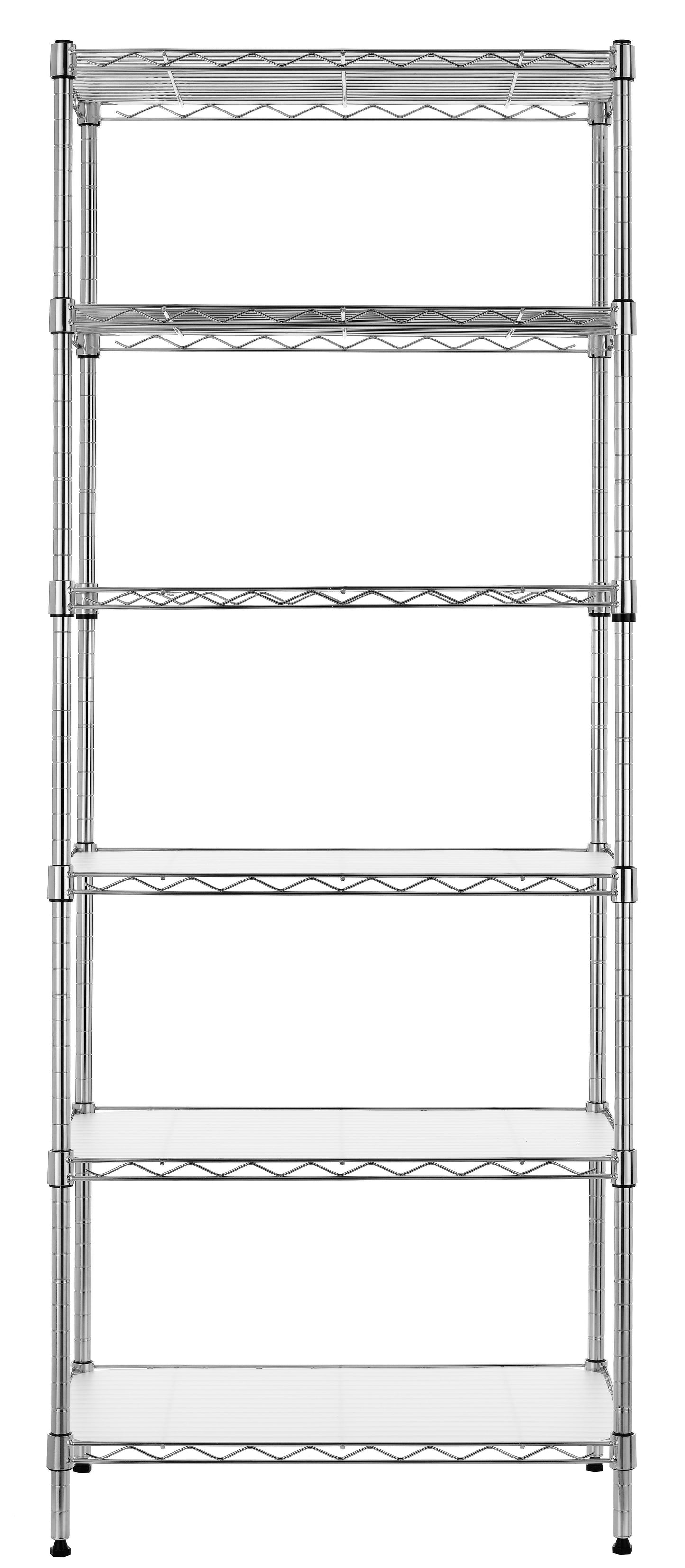 Finnhomy 6-Tier Wire Shelving Unit Adjustable Steel Wire Rack Shelving 6 Shelves Steel Storage Rack or Two 3 Tier Shelving Units with PE mat and Stable Leveling Feet, NSF Certified, Chrome