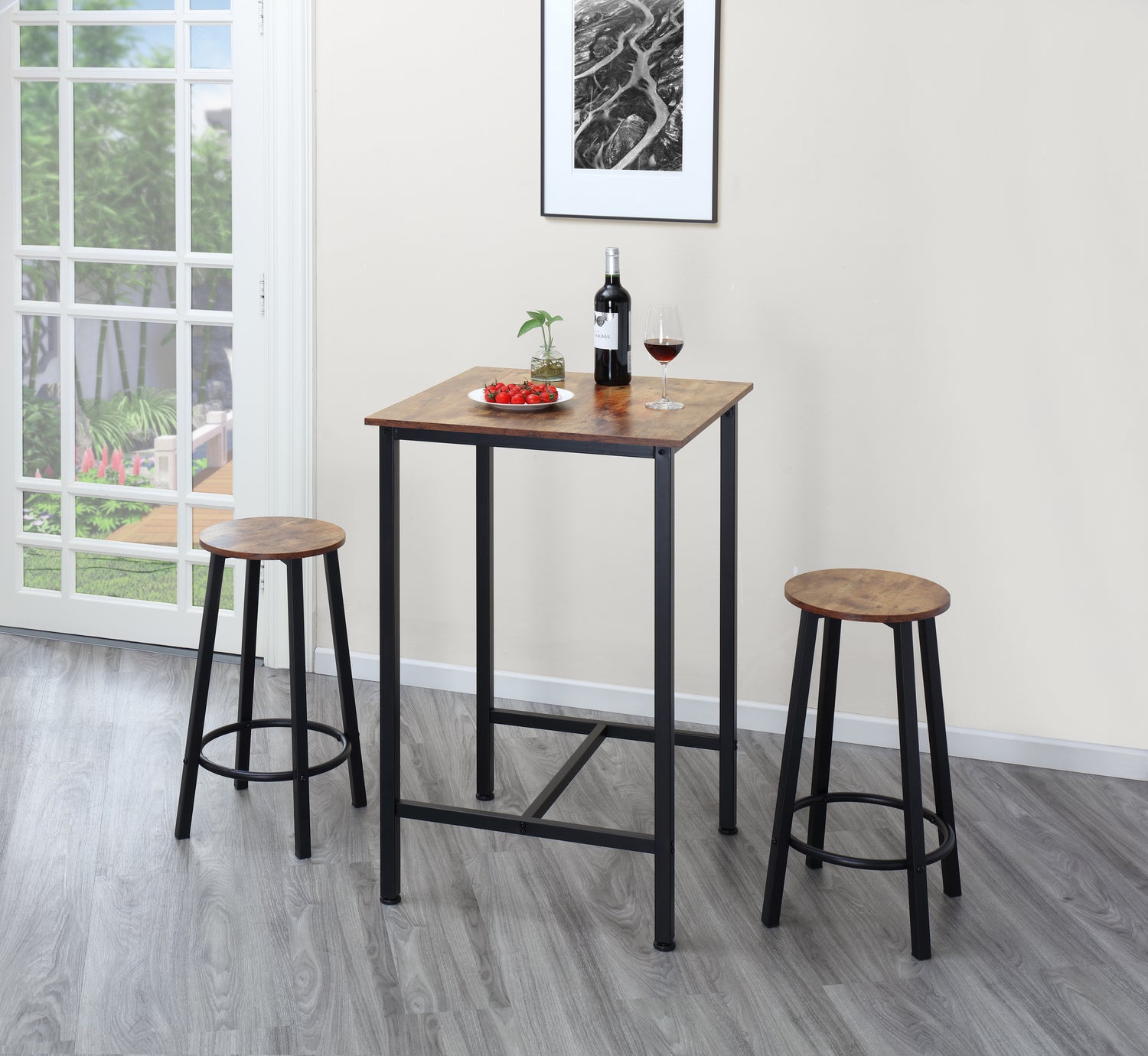 VASAGLE Narrow Long Bar Table Kitchen Dining Table High Pub Table fot  Dining Room Rustic Brown and Black 