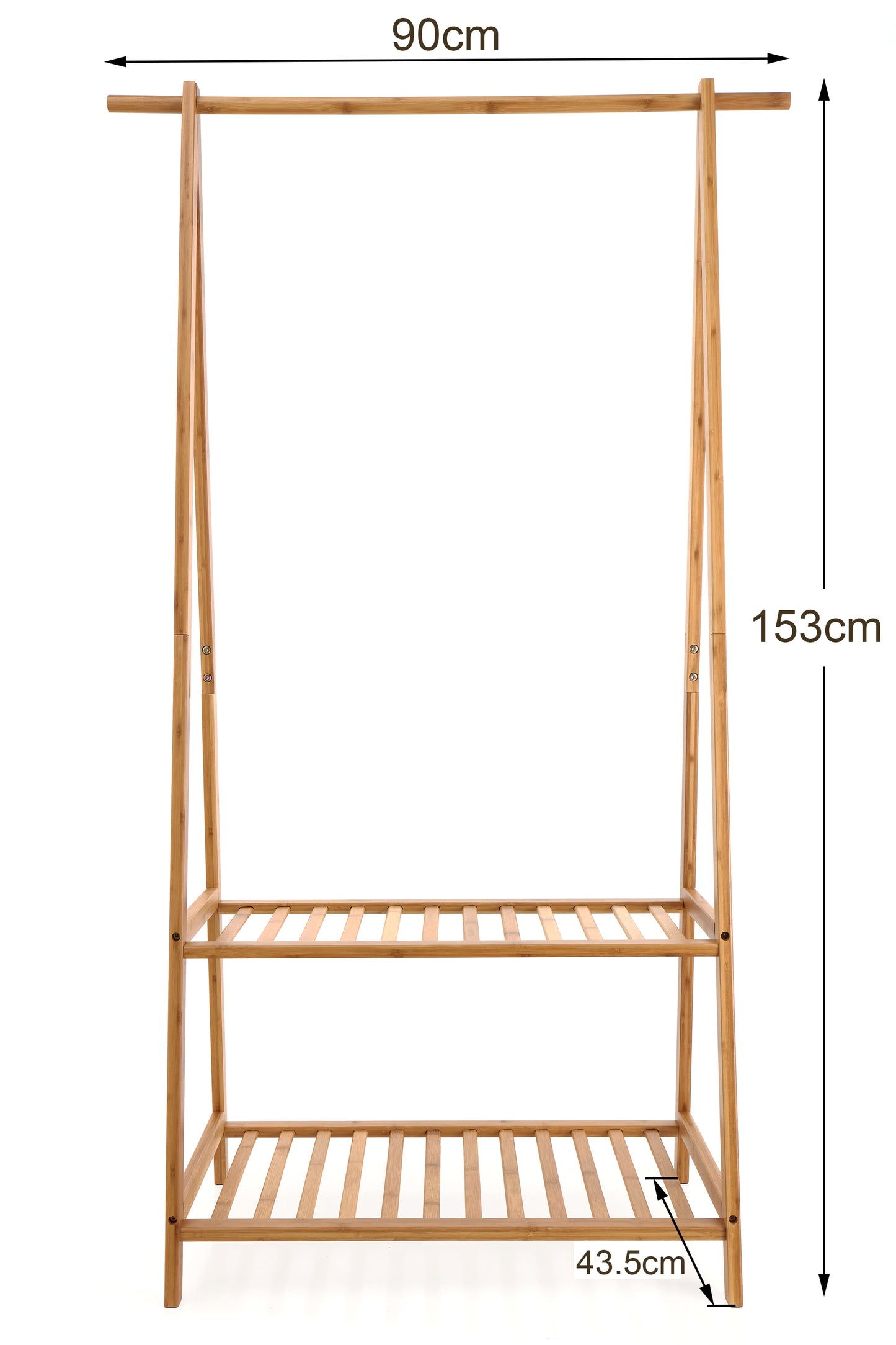 Finnhomy Bamboo Clothes Rack Portable Extra Large Garment Rack 2-Tire Storage Box Shelves For Entryway and Bed Room, F20SHG2R7130