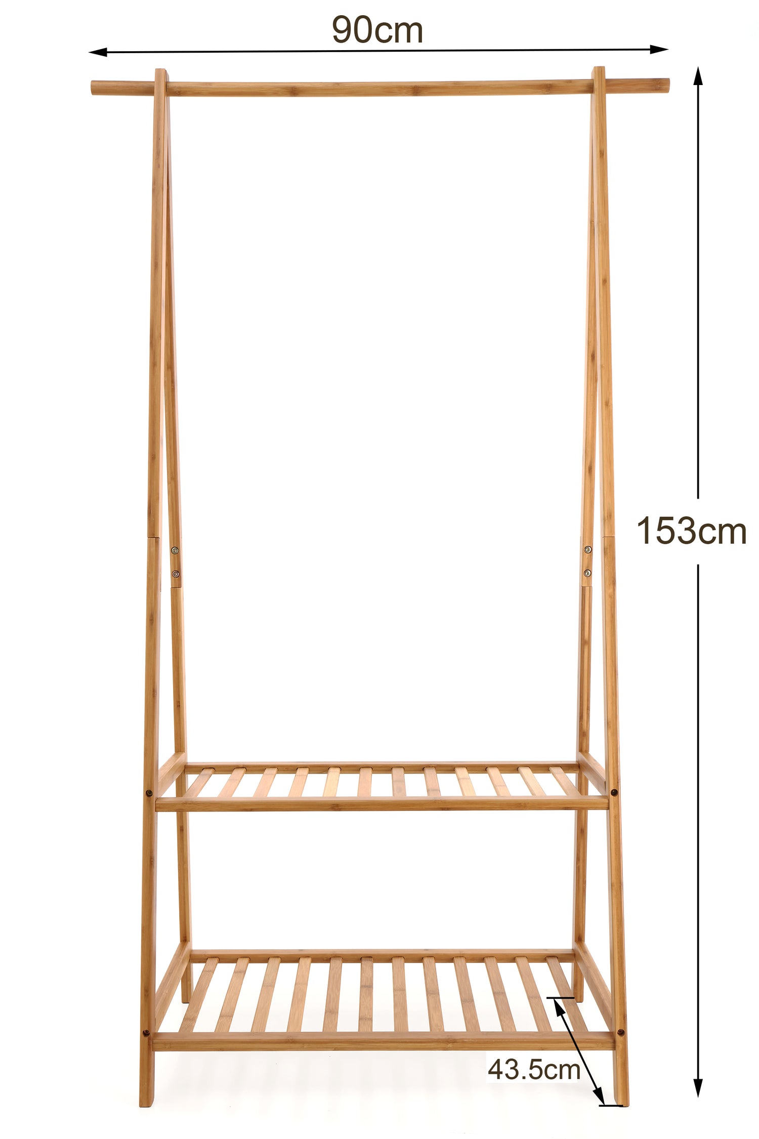 HOMCOM Bamboo Garment Rack, Clothes Rack with Storage Shelf