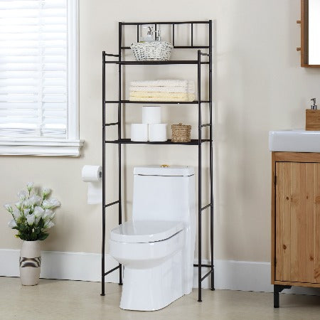 Finnhomy 3 Shelf Bathroom Space Saver Over The Toilet Rack Bathroom Corner Stand Storage Organizer Accessories Bathroom Cabinet Tower Shelf with ORB Finish 23.5" W x 10.5" D x 64.5" H, F20HHS3E7372