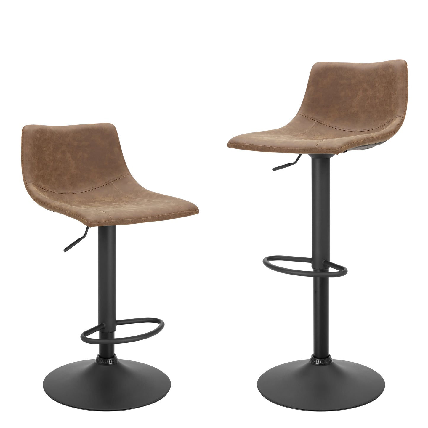 Finnhomy Bar Stool with Swivel & Adjustable Height, Set of 2, Vintage Leather, Retro Brown, F20BS2BT9533