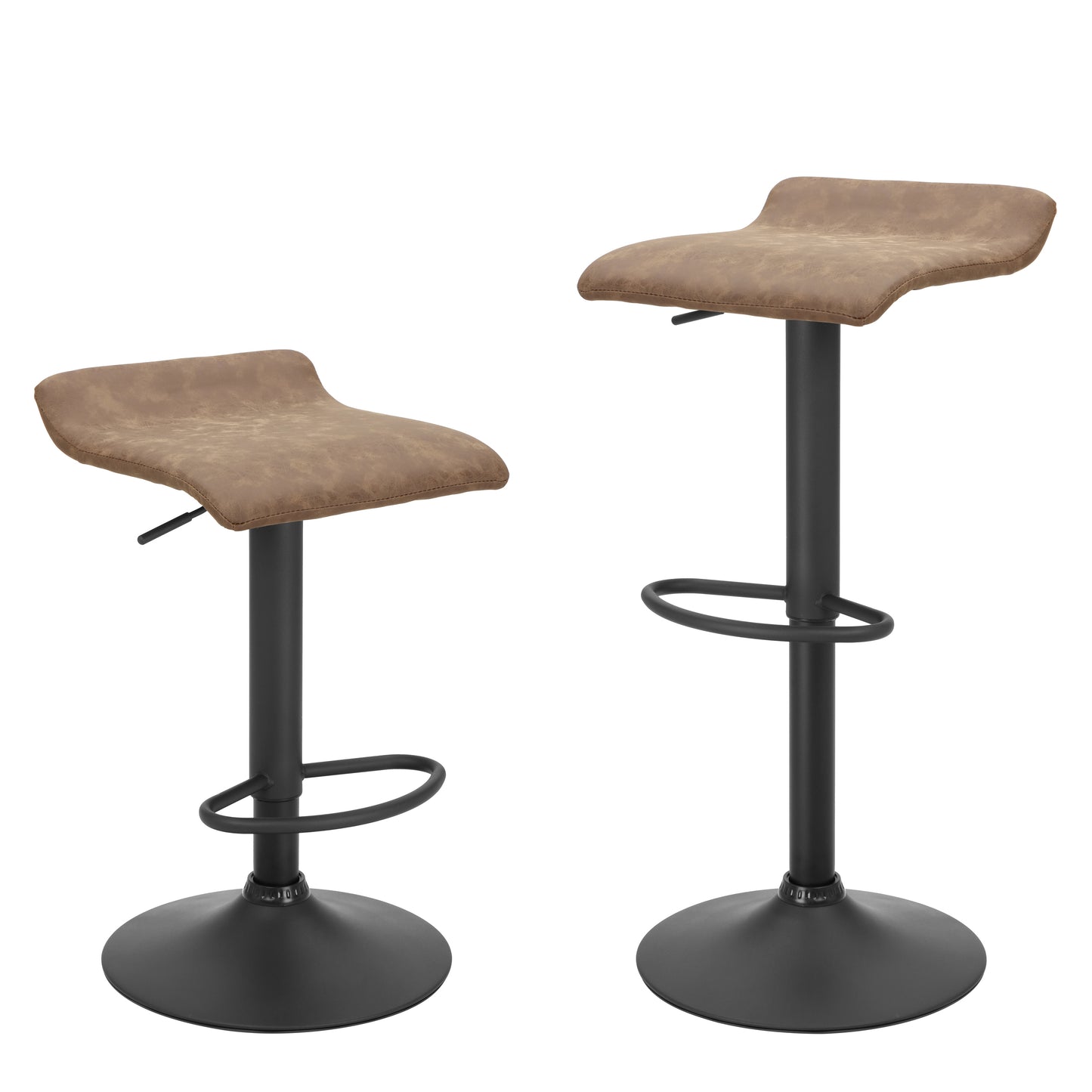 Finnhomy Bar Stool with Adjustable Height & Swivel, Set of 2, Vintage Leather, Retro Brown, F20BS3BT9535